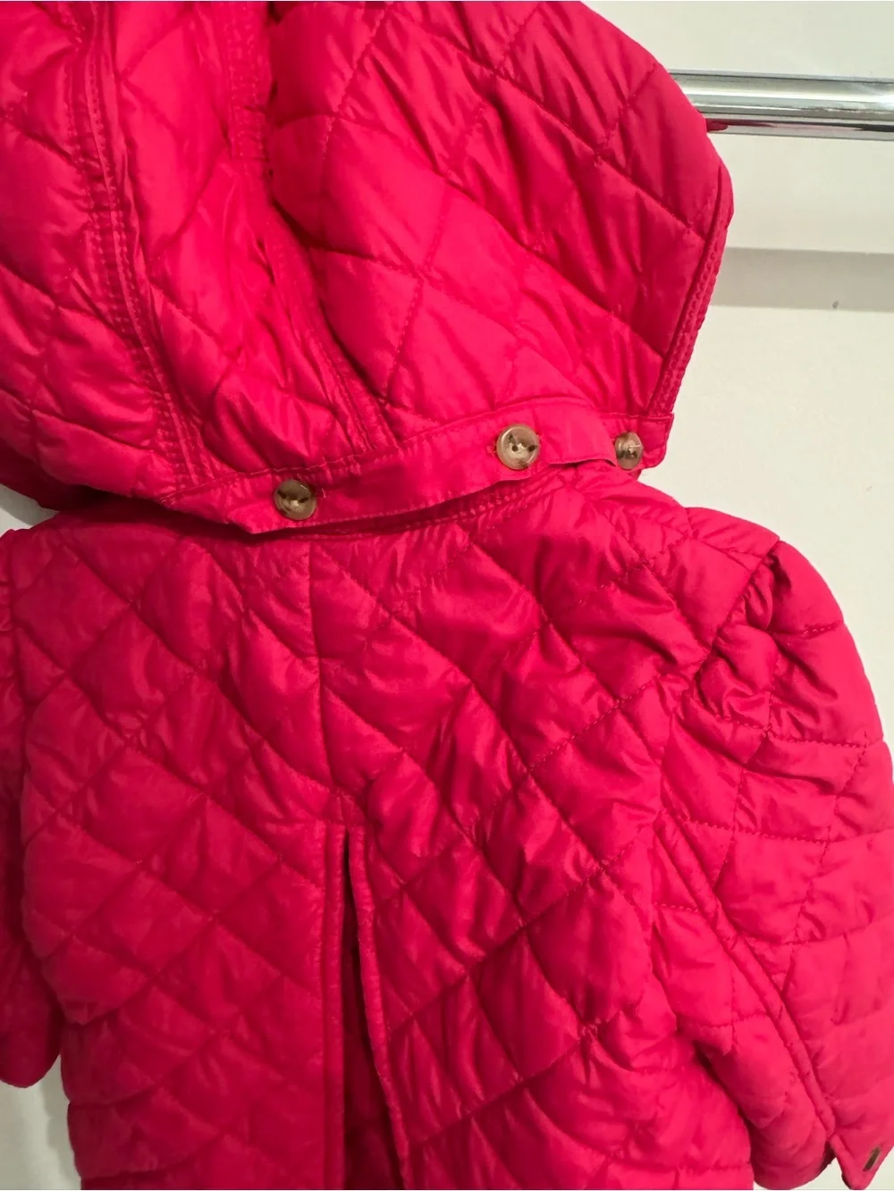 Girls' Ralph Lauren Quilted Pink Coat with Navy Trim - Kids Jacket - 24 months